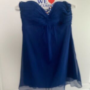 Stylish Strapless Navy Dress